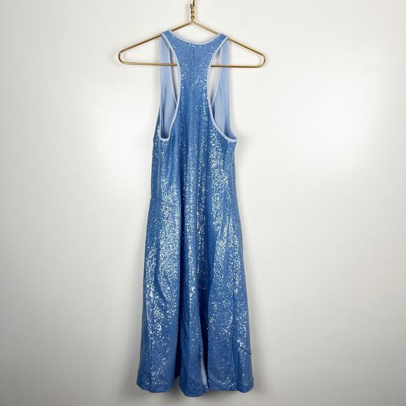 J. Crew Collection Limited Edition Alicia Sequin Racerback Slip Dress Blue Sz 10 - Picture 7 of 13